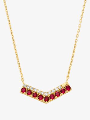 Michael Kors Gold Tone Pave Pendant Necklace In Gold