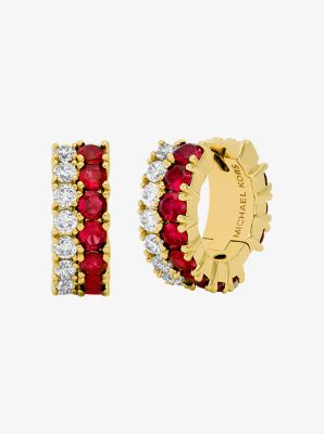 Michael Kors Two-tone Stone Huggie Earrings In Gold