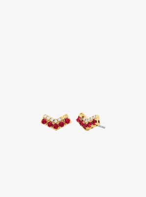 Michael Kors Two-tone Pavé Chevron Stud Earrings In Gold