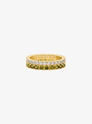 Michael Kors Two-tone Double Pavé Ring In Gold