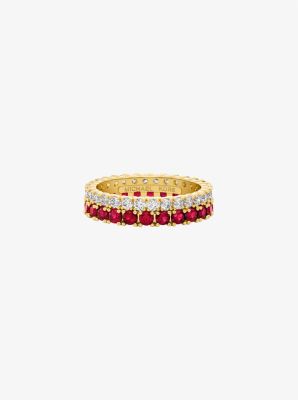 Michael Kors Two-tone Double Pavé Ring In Gold