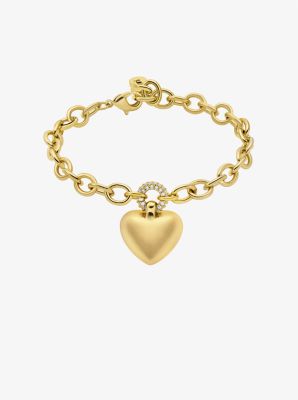 Pav&eacute; Puffy Heart Pendant Bracelet