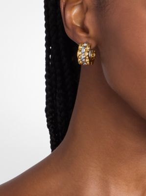 Two-Tone 3-Link Huggie Earrings