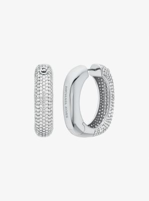 Pav&eacute; Square Hoop Earrings
