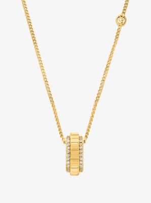 Pav&eacute; Gold-Tone Brass Ring Necklace in DORADO | Michael Kors