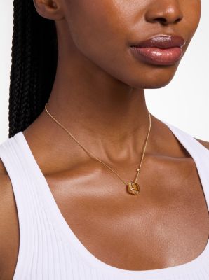 Pav&eacute; Gold-Tone Brass Ring Necklace in DORADO | Michael Kors