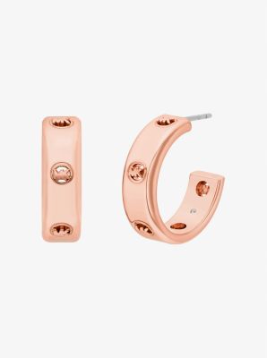 MK Huggie-Ohrringe Mit Logo - Rosé-Goldton