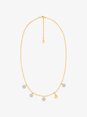 Collier &agrave; pav&eacute; en laiton avec breloques en forme de disque