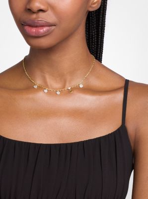Collier &agrave; pav&eacute; en laiton avec breloques en forme de disque in DEUX TONS | Michael Kors