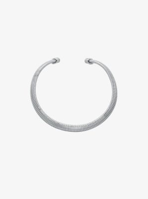 Precious Metal-Plated Brass Pav&eacute; Collar Necklace