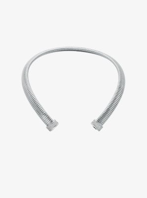 Precious Metal-Plated Brass Pav&eacute; Collar Necklace