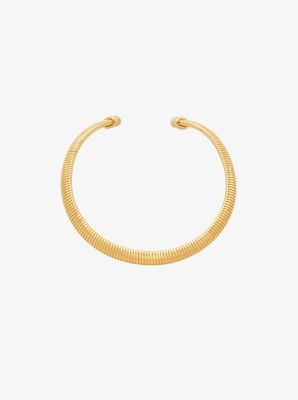 Precious Metal-Plated Brass Pav&eacute; Collar Necklace