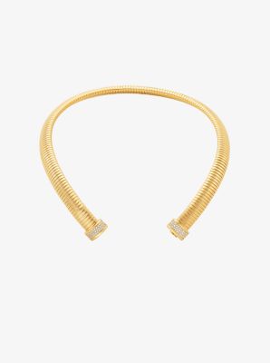 Precious Metal-Plated Brass Pav&eacute; Collar Necklace in DORADO | Michael Kors