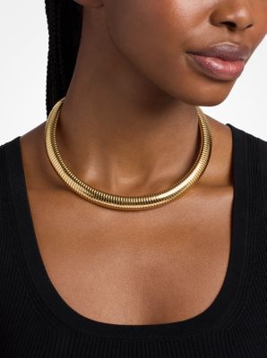 Precious Metal-Plated Brass Pav&eacute; Collar Necklace in DORADO | Michael Kors