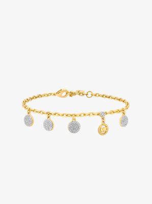 Bracelet &agrave; pav&eacute; avec breloques en forme de disque