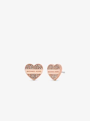 Precious Metal-Plated Pavé Heart Stud Earrings image number 0