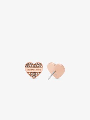 Precious Metal-Plated Pavé Heart Stud Earrings image number 1