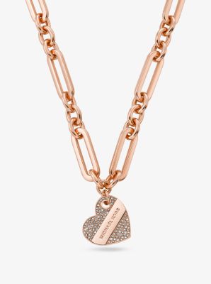 Precious Metal-Plated Pavé Heart Necklace image number 0