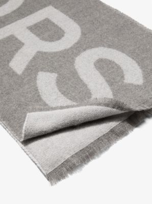 Oversized Logo Knit Scarf in ASH | Michael Kors