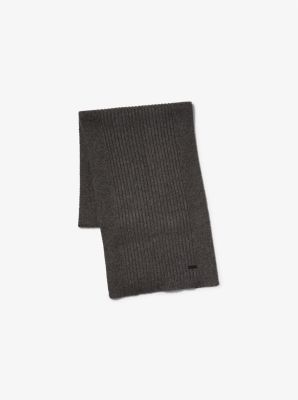 Ribbed Knit Scarf in CHARCOAL MELANGE | Michael Kors