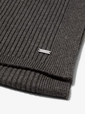 Ribbed Knit Scarf in CHARCOAL MELANGE | Michael Kors