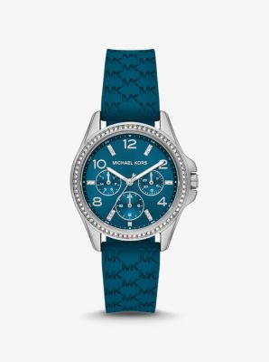 Mini Pilot Pavé Silver-Tone and Logo Silicone Watch image number 0