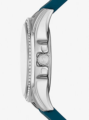 Mini Pilot Pavé Silver-Tone and Logo Silicone Watch