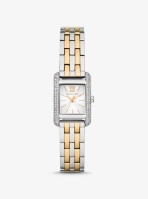 Shop Michael Kors Mini Monroe Pavé Two-tone Watch In Silver