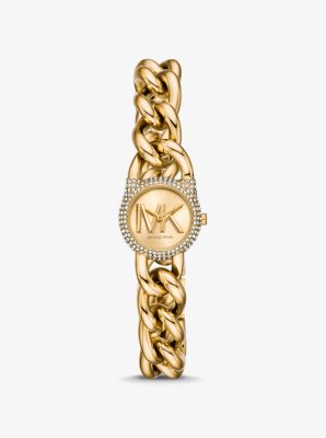 Petite Pavé Gold-Tone Chain-Link Watch image number 0