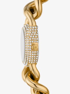 Petite Pavé Gold-Tone Chain-Link Watch image number 1