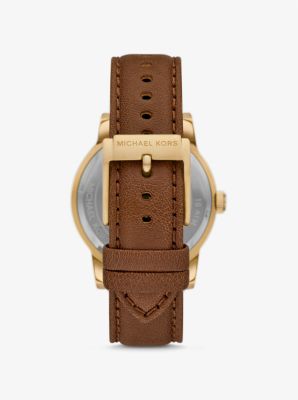 Oversized Hutton Gold-Tone and Leather Watch image number 2
