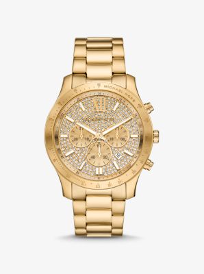 Oversized Berkley Pavé Gold-Tone Watch