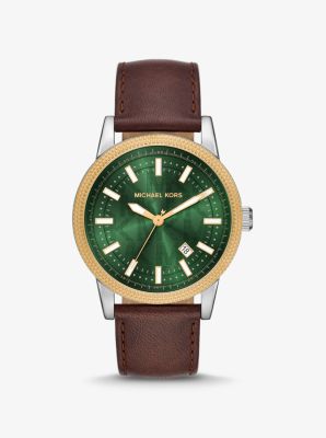 Oversized Hutton Two-Tone and Leather Watch image number 0