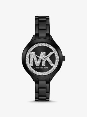 Aspyn Pavé Logo Black-Tone Watch image number 0