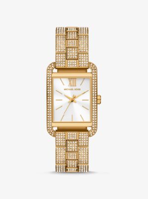 Reloj Monroe en tono dorado con incrustaciones image number 0