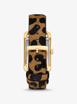 Monroe Gold-Tone and Leopard Print Calf Hair Watch image number 2