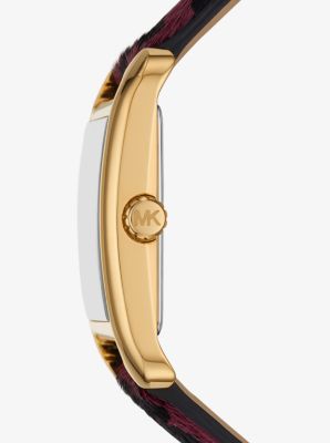 Monroe Gold-Tone and Leopard Print Calf Hair Watch image number 1