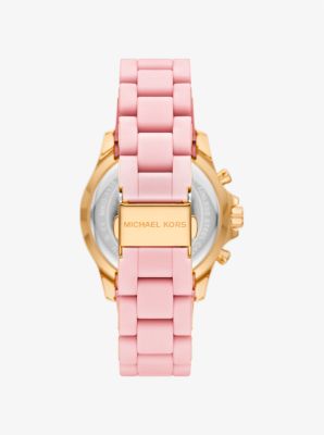 Montre Everest surdimensionnée dorée à pavé et en silicone image number 2