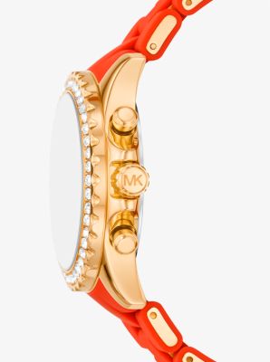 Oversized Everest Pavé Gold-Tone and Silicone Watch image number 1
