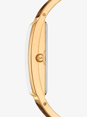Yazmeen Gold-Tone and Tortoiseshell Acetate Bangle Watch image number 1
