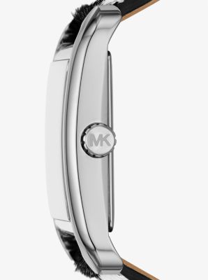 Monroe Silver-Tone and Zebra Print Calf Hair Watch