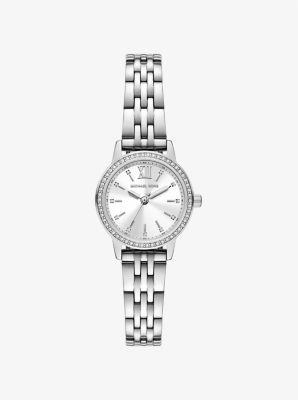 Montre miniature Melissa de ton argent à pavé image number 0