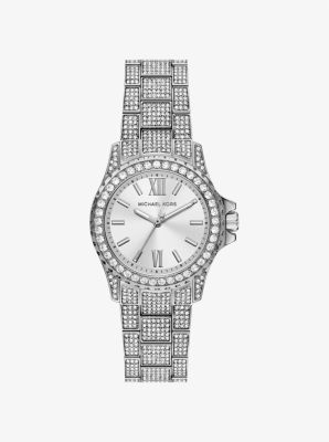 Michael Kors Mini Everest Pavé Silver-tone Watch In Silver