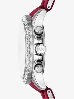Oversized Everest Pavé Silver-Tone and Silicone Watch