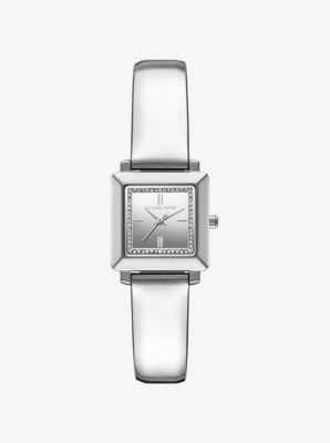 Mini Gwynn Pavé Silver-Tone and Leather Watch