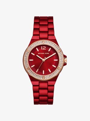 Reloj Lennox en tono rojo con incrustaciones de pavé