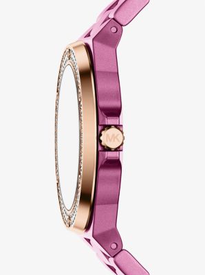 Mini Lennox Pav&eacute; Pink-Tone Watch in ROSE GOLD | Michael Kors