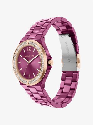 Mini Lennox Pav&eacute; Pink-Tone Watch in ROSE GOLD | Michael Kors