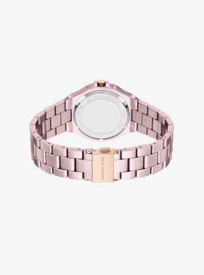 Mini Lennox Pav&eacute; Pink-Tone Watch in ROSE GOLD | Michael Kors