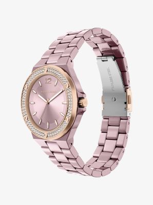 Mini Lennox Pav&eacute; Pink-Tone Watch in ROSE GOLD | Michael Kors